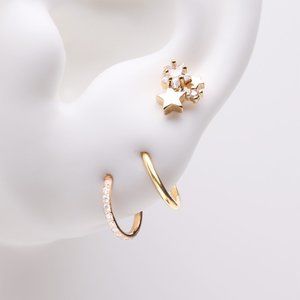 3 Pcs of Assorted Everyday Golden Sparkle Stars Stud x Clicker Package